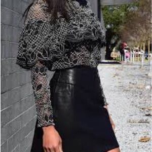 Zara Black and White Lace Top